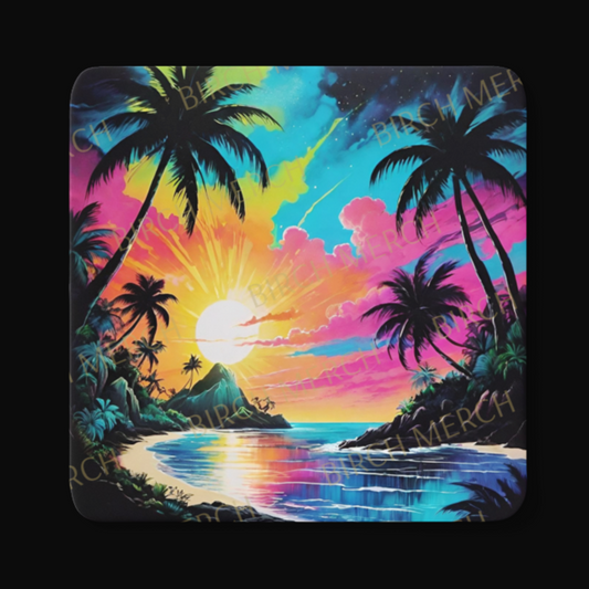 Tropical Island Square Coaster 9cm x 9cm Design 5