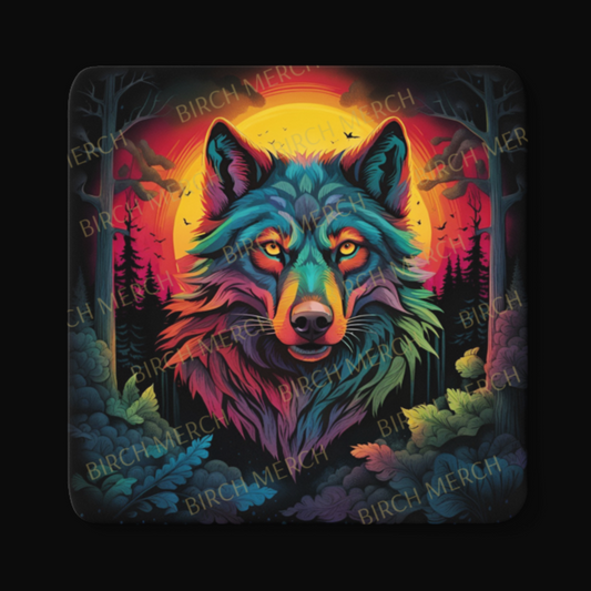 Wolf Square Coaster 9cm x 9cm Design 5