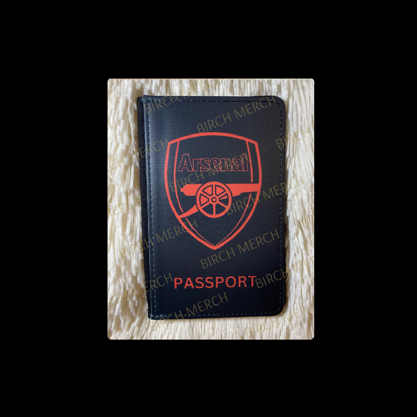 Arsenal Black & Red Badge PU Material Passport Holder Wallet 15cm x 10cm