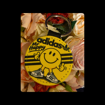Adidas Mr Men Mr Happy Round Keyring 5cm