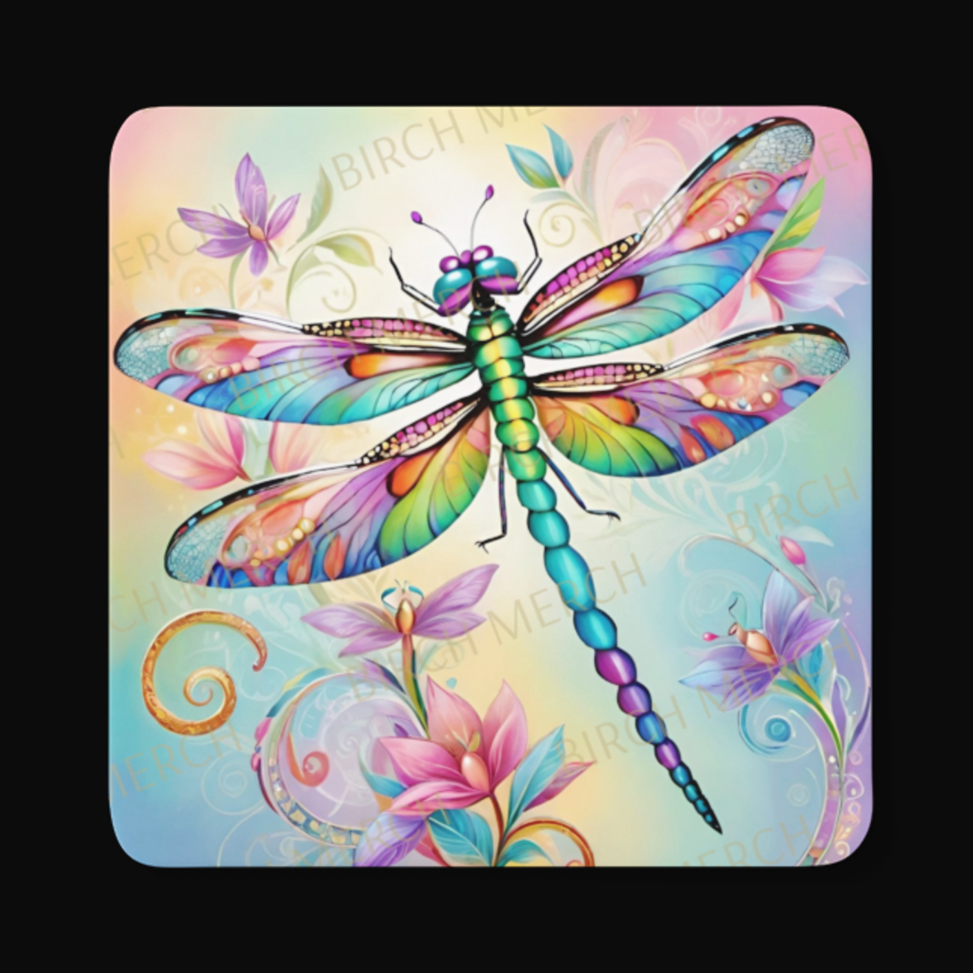 Dragonfly Square Coaster 9cm x 9cm Design 6