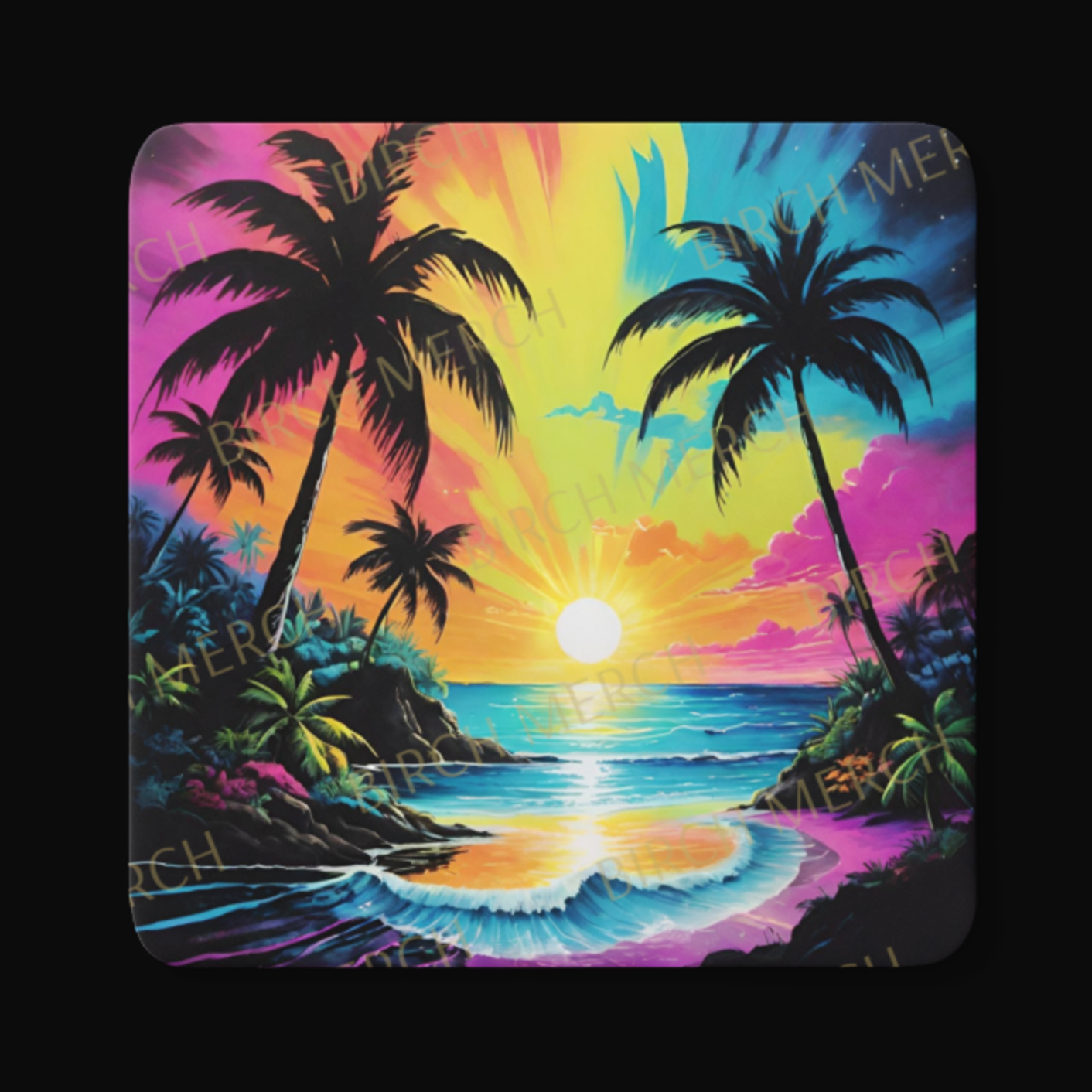 Tropical Island Square Coaster 9cm x 9cm Design 7