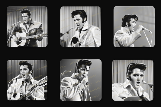 Elvis Presley Square 6 Coaster Set 9cm x 9cm Design 1