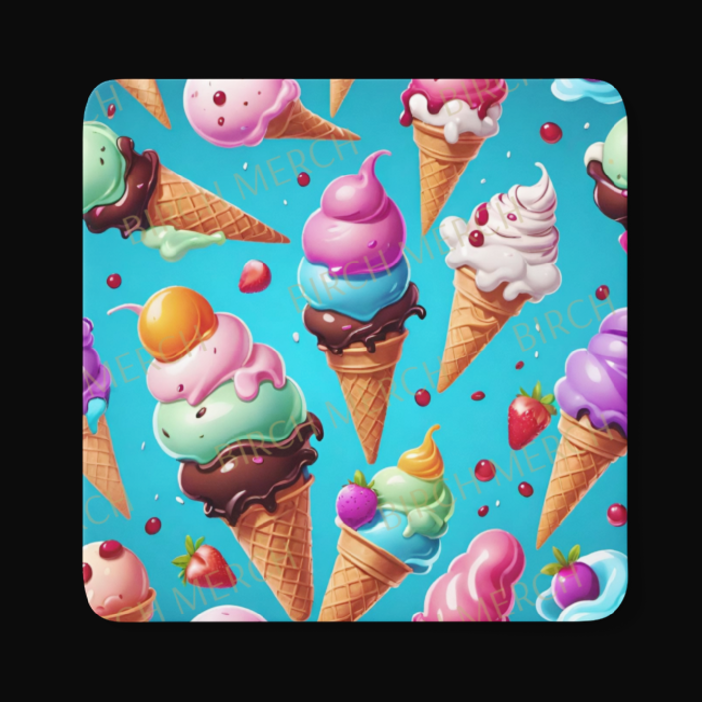 Ice Cream Square Coaster 9cm x 9cm Design 7