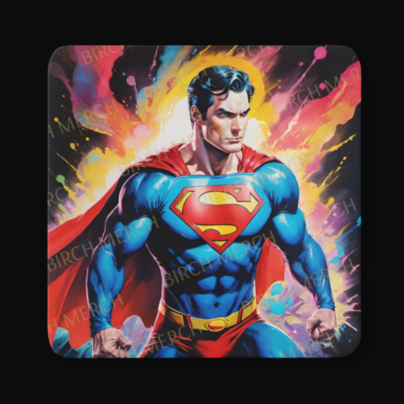 Superman Square Coaster 9cm x 9cm Design 7