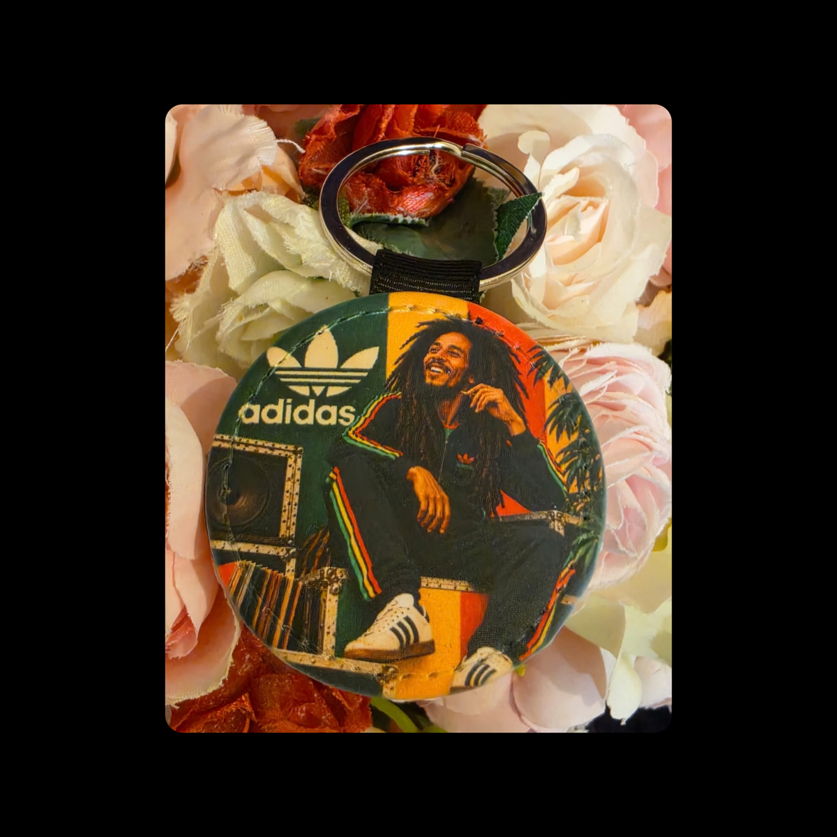 Adidas Bob Marley Round Keyring 5cm
