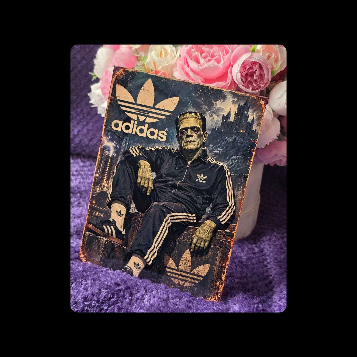 Adidas Frankenstein Metal Bar Sign 15cm x 20cm