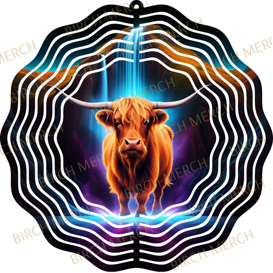 Highland Cow Double Sided (2 Different Images) Aluminium Metal Wind Spinner