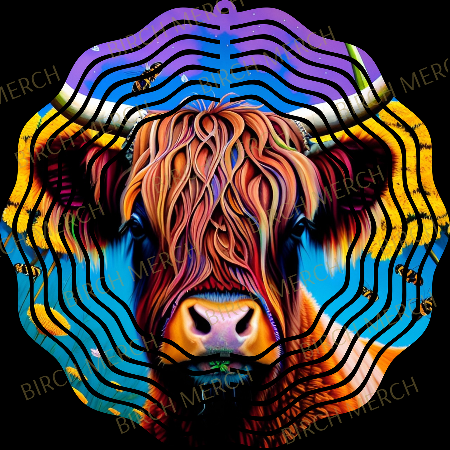 Highland Cow Double Sided (2 Different Images) Aluminium Metal Wind Spinner