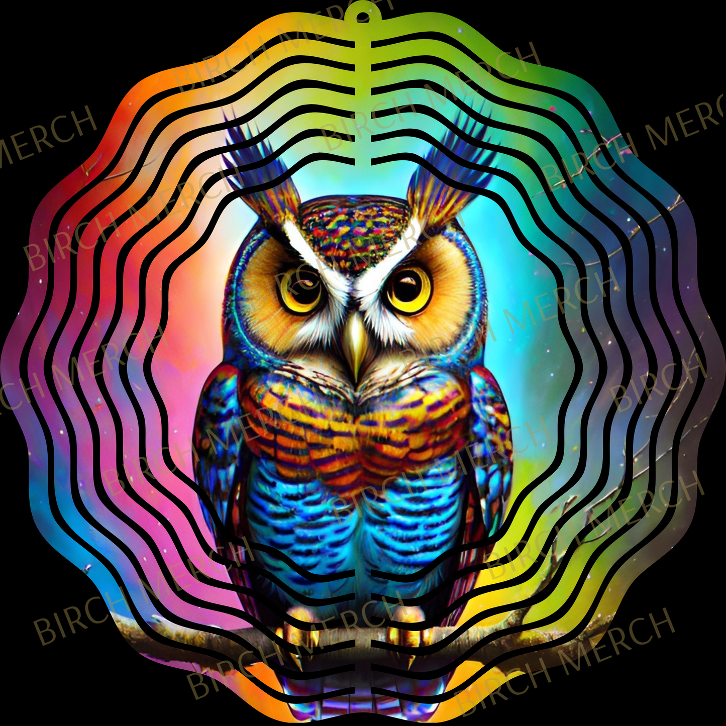 Owl Double Sided (2 Different Images) Aluminium Metal Wind Spinner Design 1