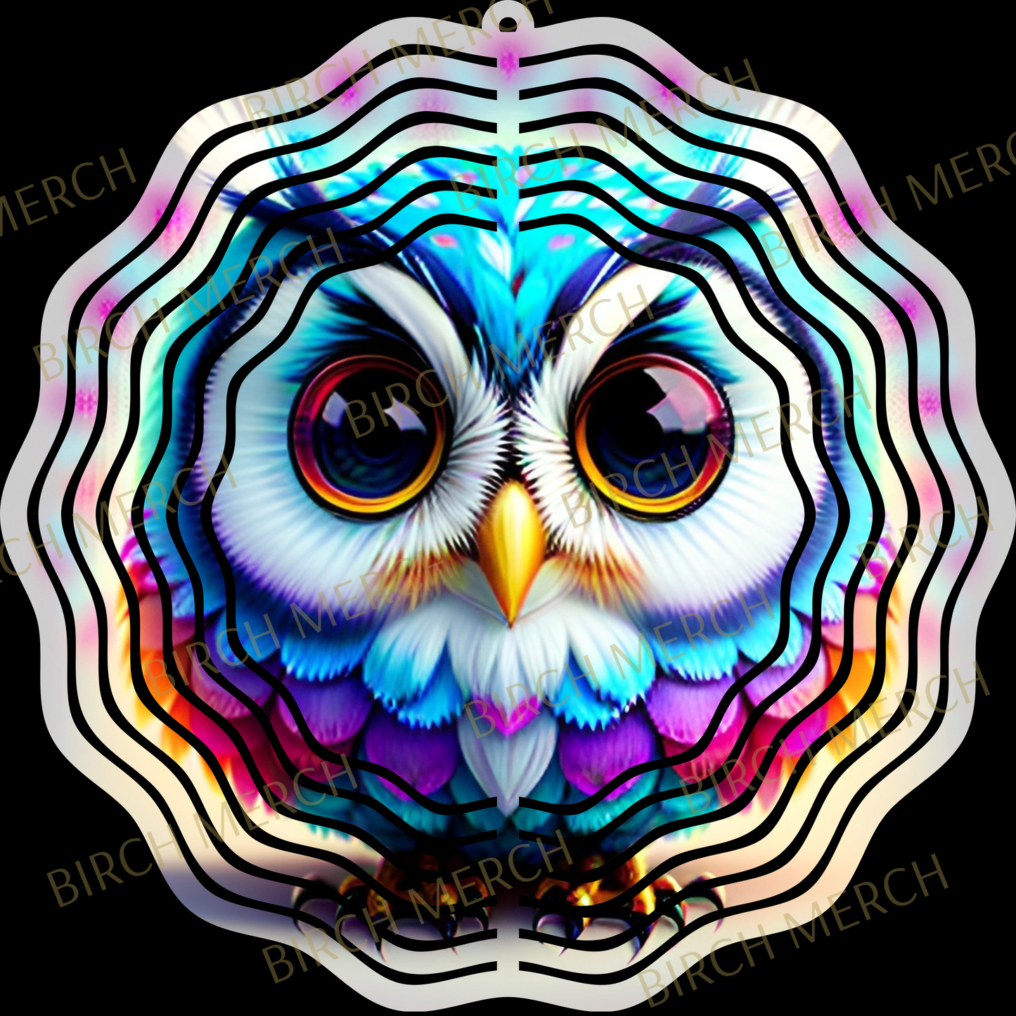 Owl Double Sided (2 Different Images) Aluminium Metal Wind Spinner Design 2