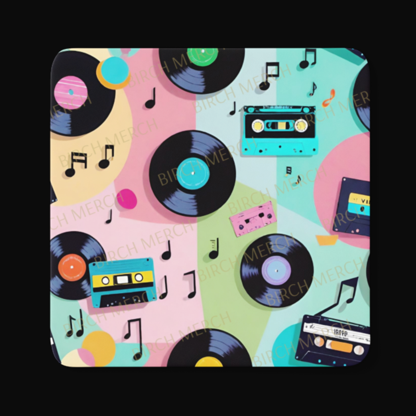 Retro Music Square Coaster 9cm x 9cm Design 8