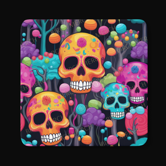 Candy Skull Forest Square Coaster 9cm x 9cm Design 7