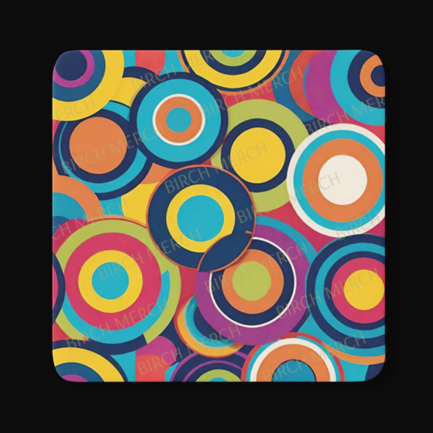 Bright Retro Pattern Square Coaster 9cm x 9cm Design 8