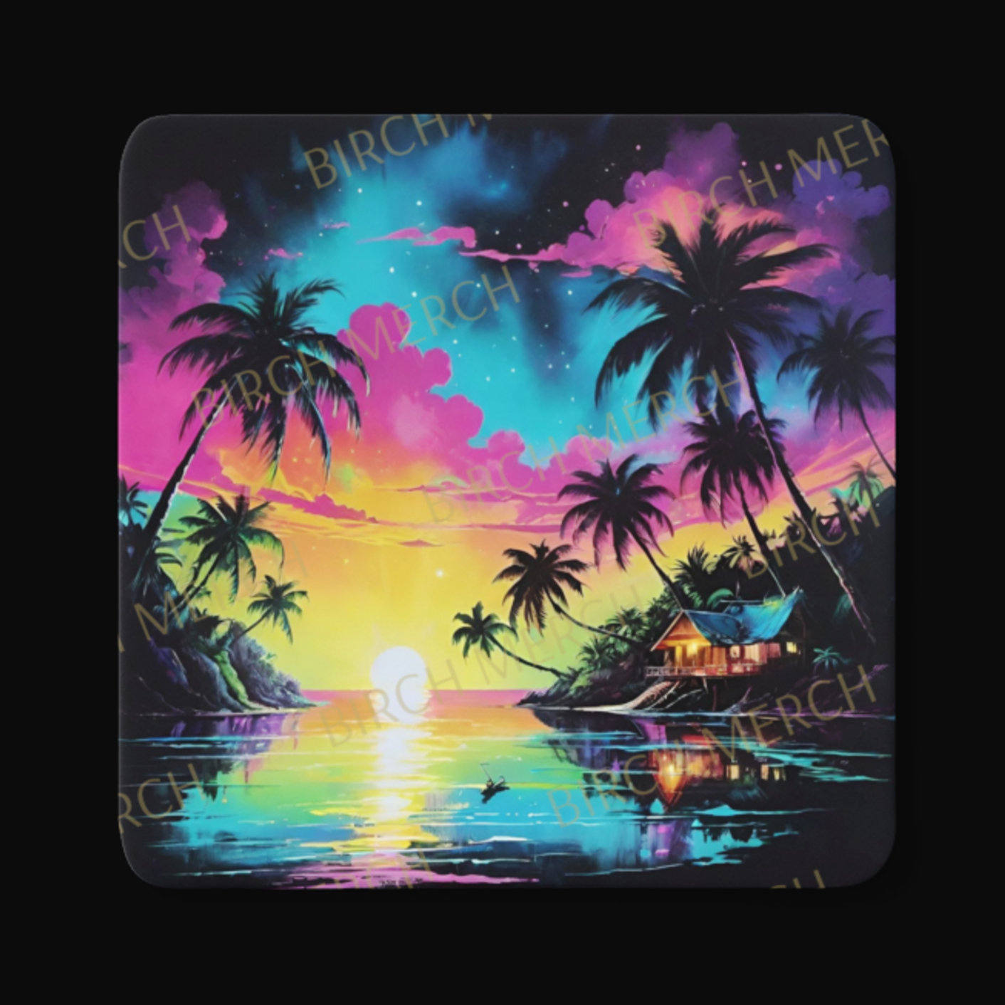 Tropical Island Square Coaster 9cm x 9cm Design 8