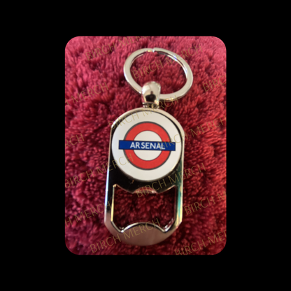 Arsenal Tube Sign Metal Keyring Bottle Opener 5cm x 2.7cm