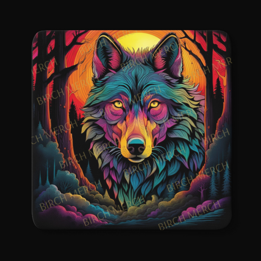 Wolf Square Coaster 9cm x 9cm Design 8