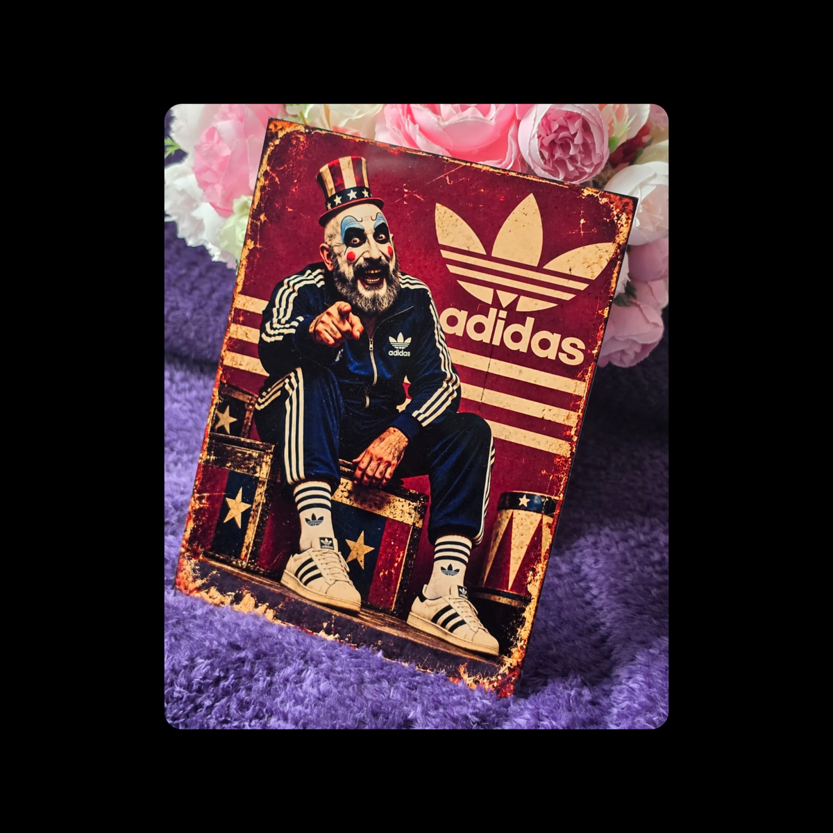 Adidas Art The Clown Metal Bar Sign 15cm x 20cm