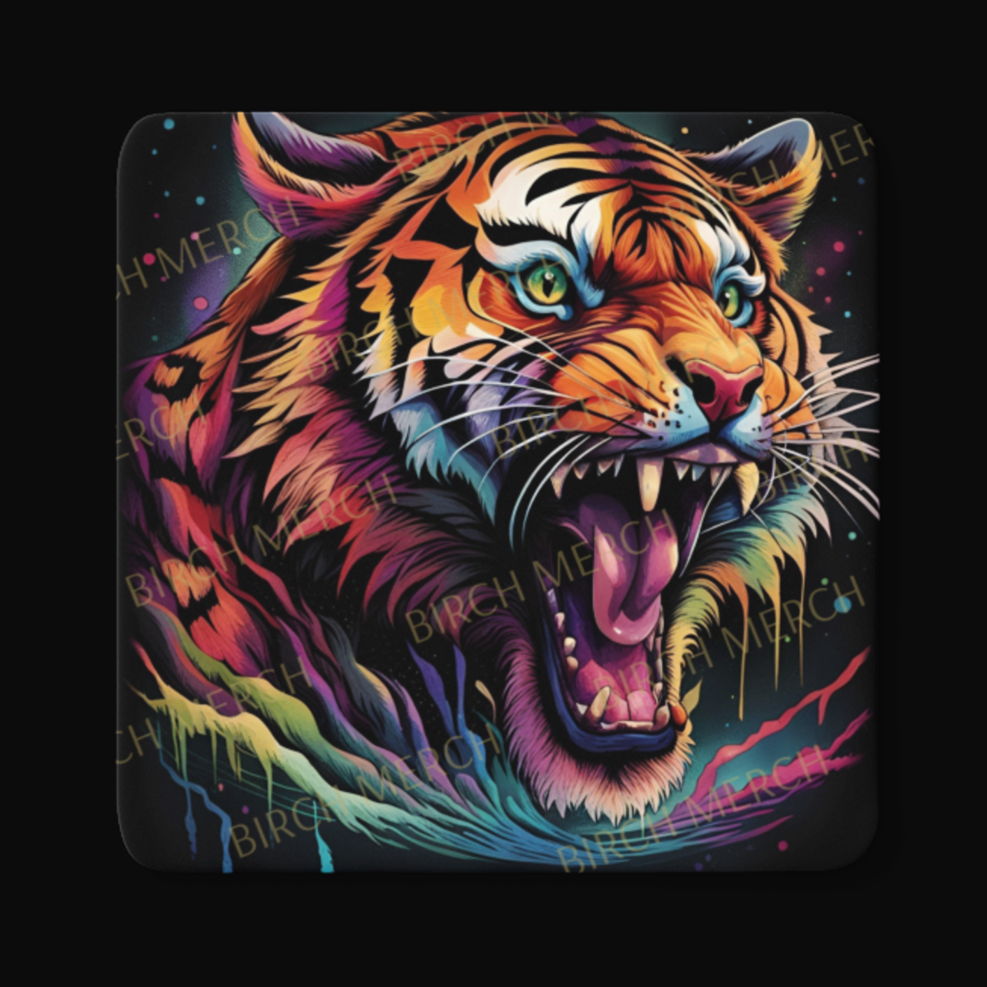 Tiger Square Coaster 9cm x 9cm Design 9