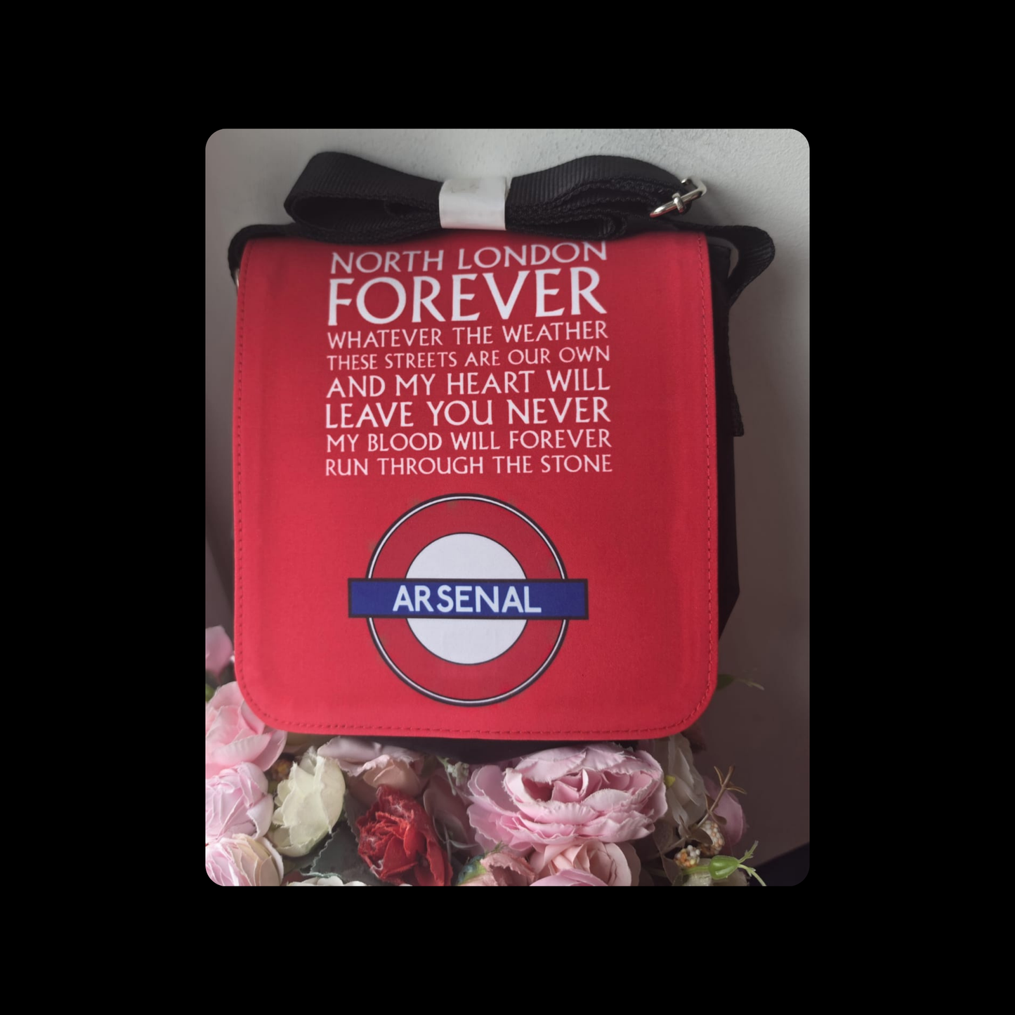 Arsenal North London Forever Lyrics Tube Sign Crossover Shoulder Bag 22cm x 19cm