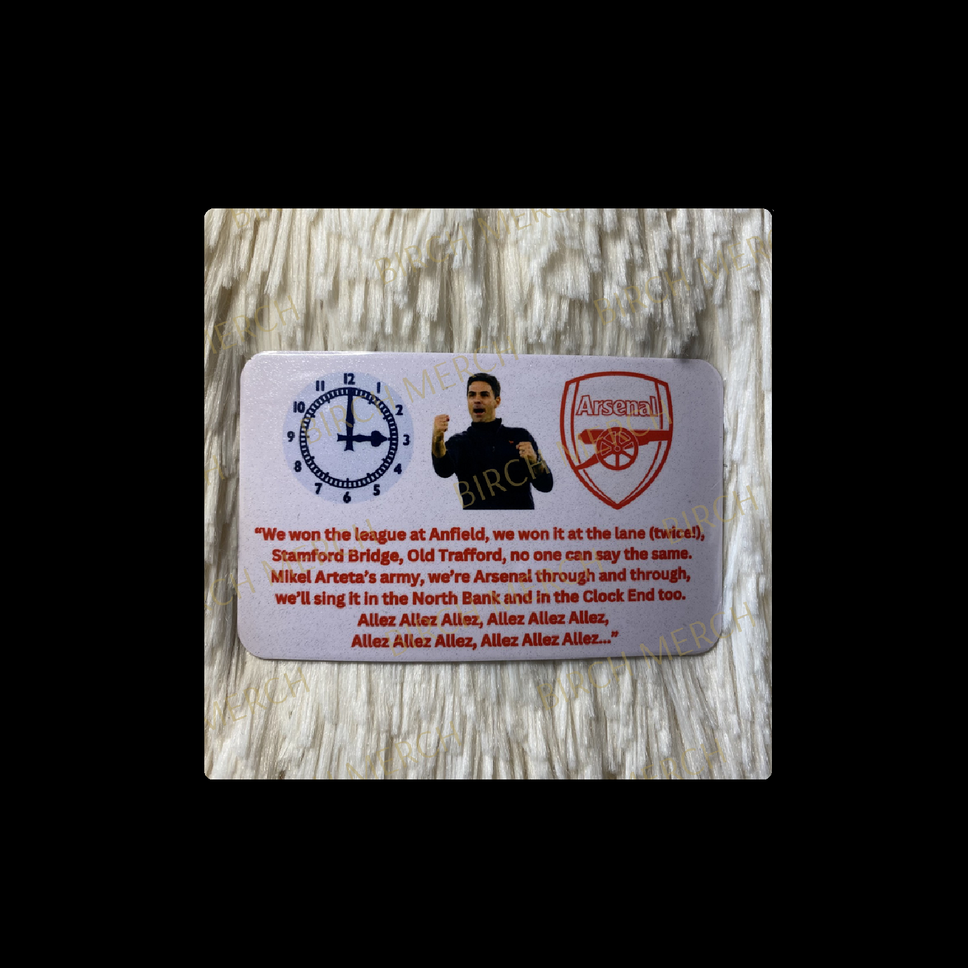 Arsenal White Allez Badge Rectangular Magnet 9cm x 5.5cm