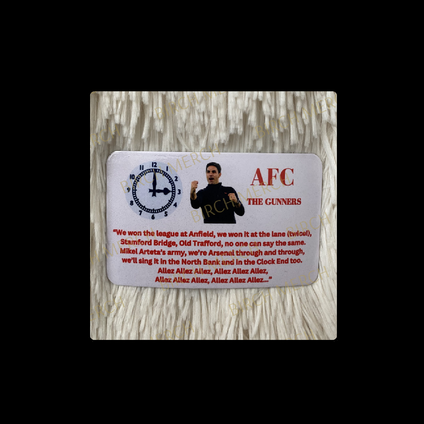 Arsenal White Allez AFC Rectangular Magnet 9cm x 5.5cm