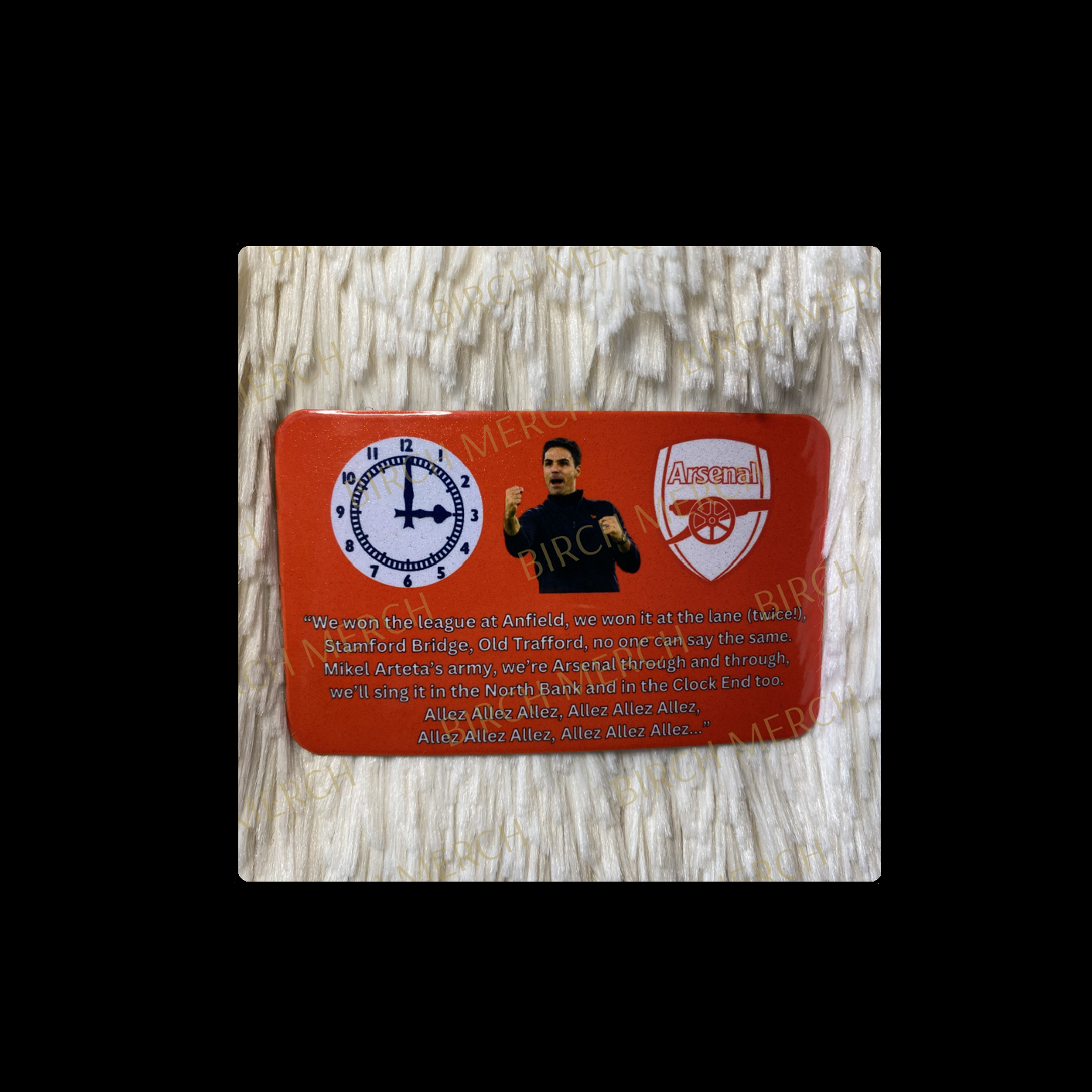 Arsenal Red Allez Badge Rectangular Magnet 9cm x 5.5cm