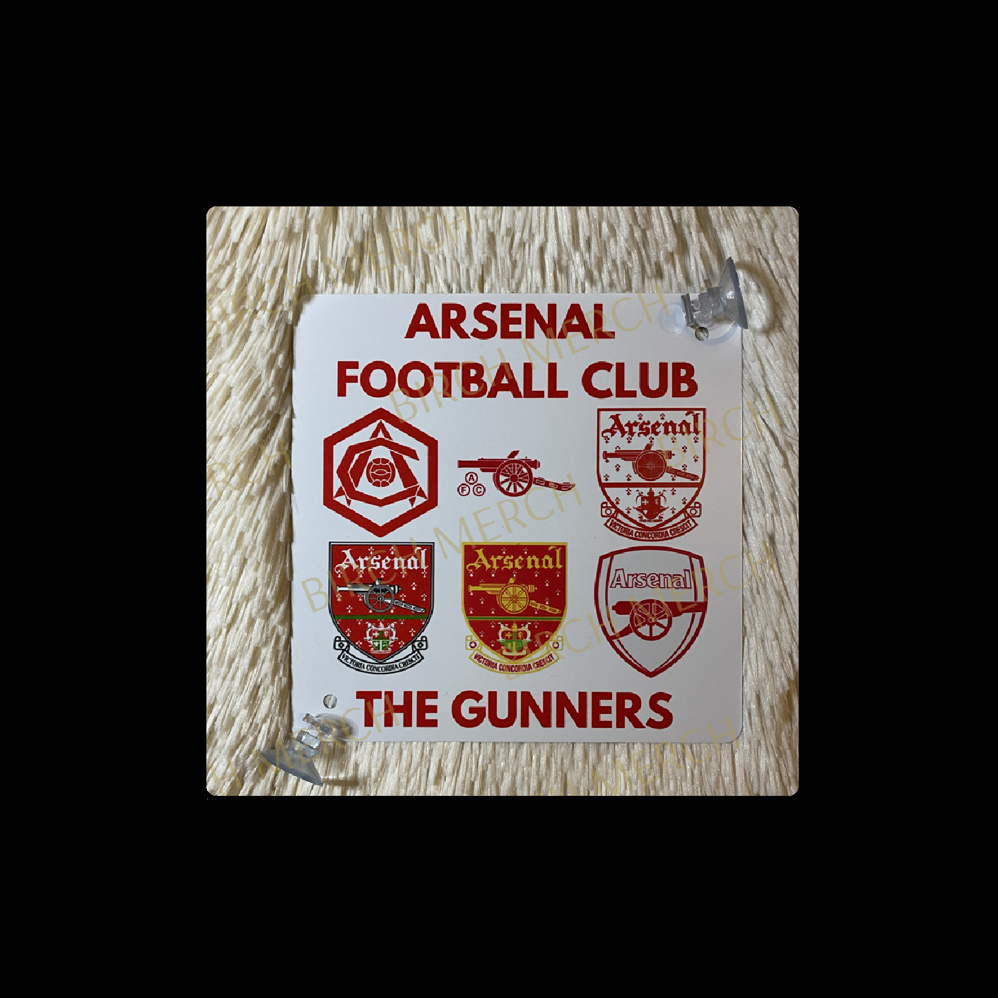 Arsenal Badges Square Metal Sign 15cm x 15cm (Includes 2 Suction Hooks)