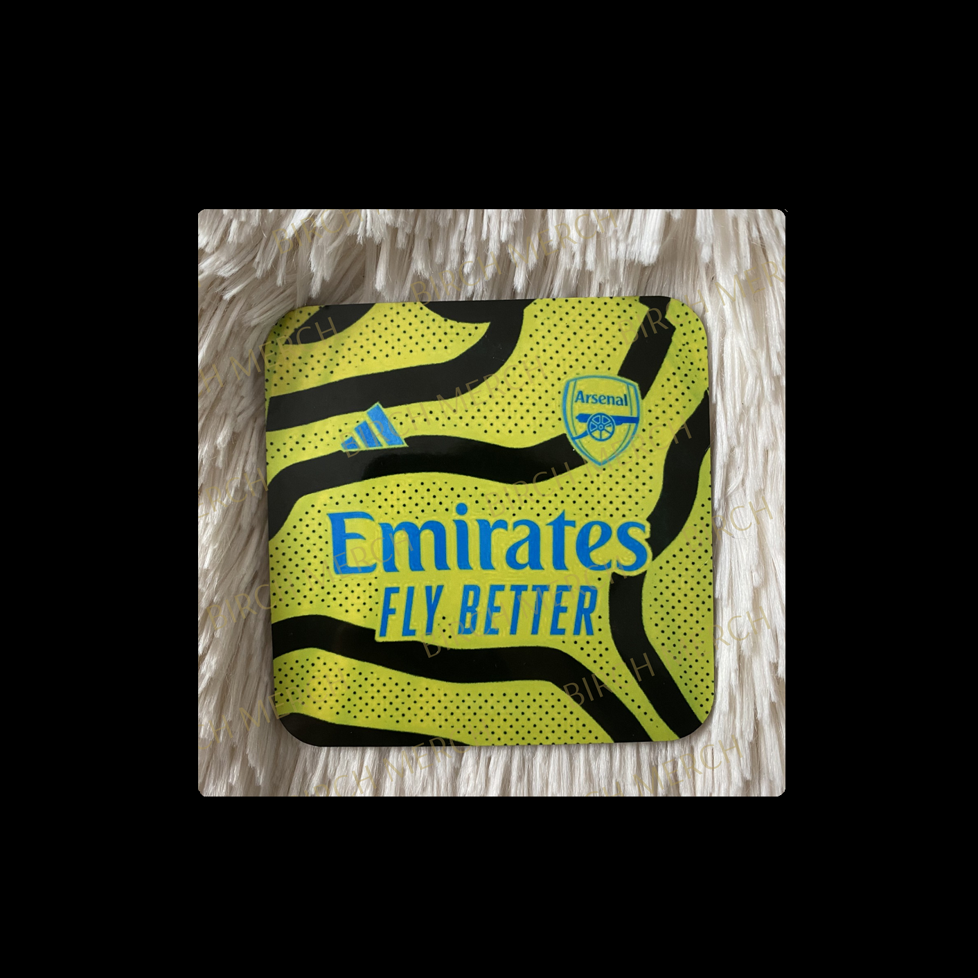 Arsenal 2023/24 Away Kit Square Coaster 9cm x 9cm