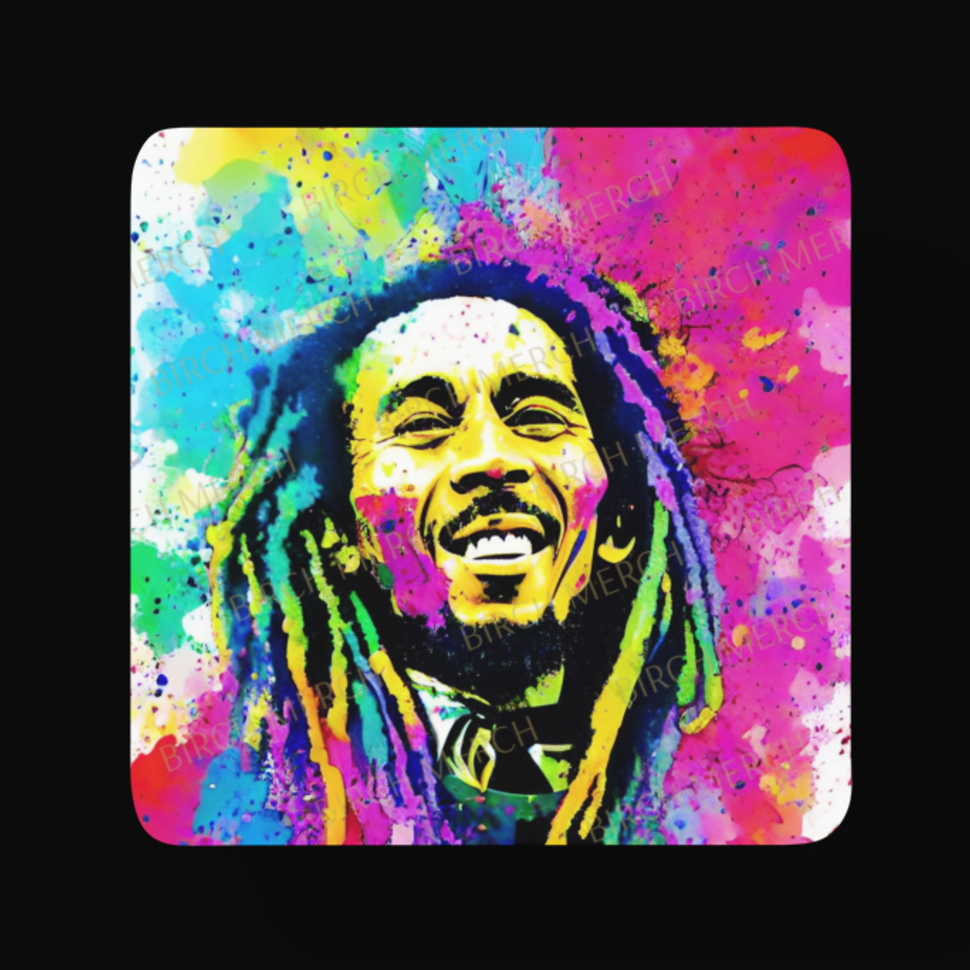 Bob Marley Square/Round Coaster 9cm x 9cm Design 2