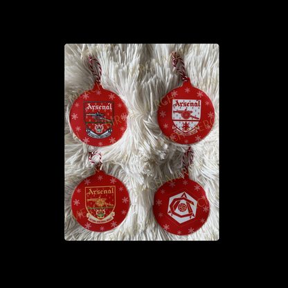 Arsenal Acrylic Christmas Round Decoration Set (4 Baubles) 8cm