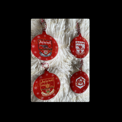 Arsenal Acrylic Christmas Round Decoration Set (4 Baubles) 8cm