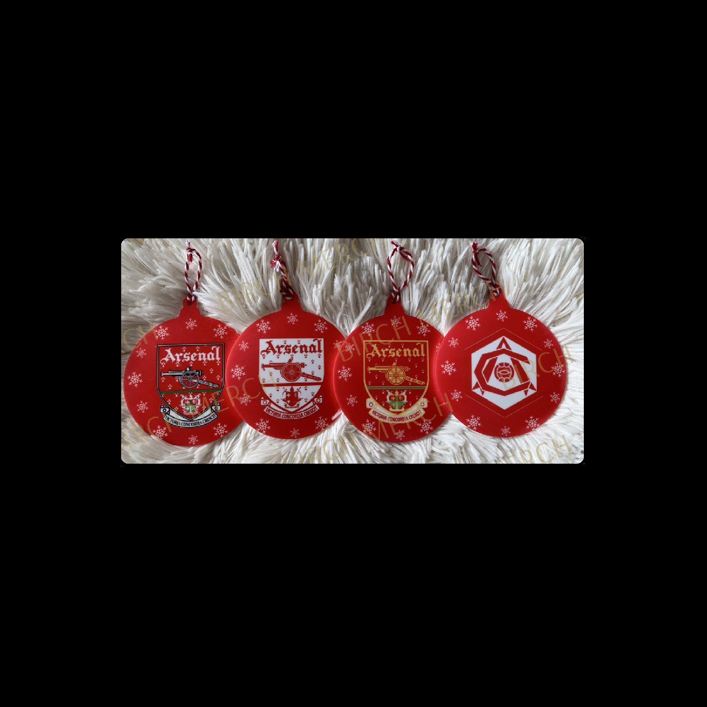 Arsenal Acrylic Christmas Round Decoration Set (4 Baubles) 8cm