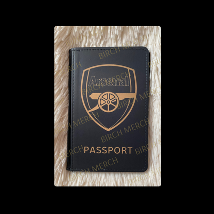 Arsenal Black & Gold Badge PU Material Passport Holder Wallet 15cm x 10cm