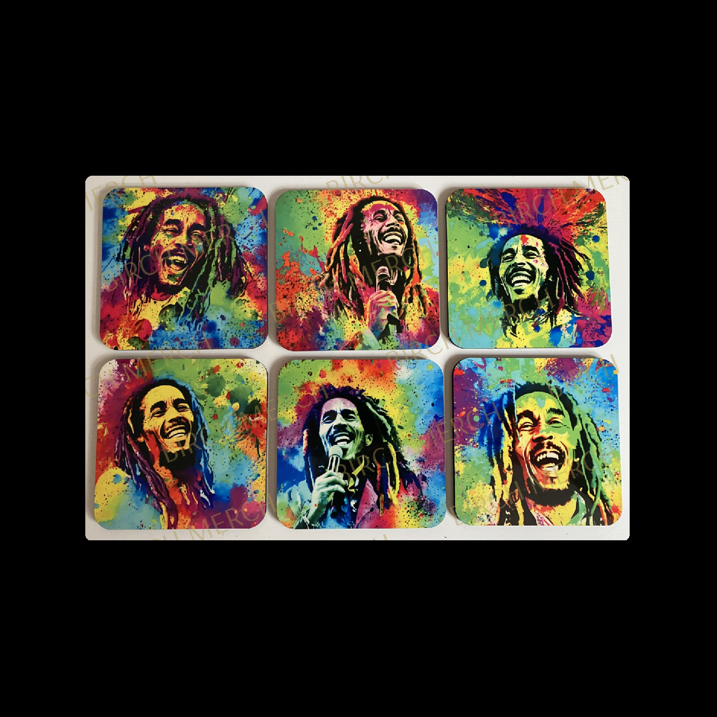 Bob Marley Square 6 Coaster Set 9cm x 9cm