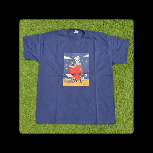 Snoopy Music Short Sleeved 100% Cotton Navy T-Shirt