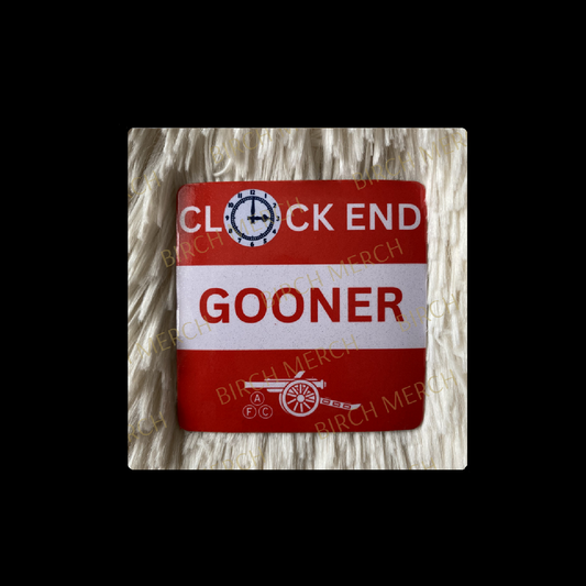 Arsenal Clock End Gooner Red & White Square Magnet 6.5cm x 6.5cm