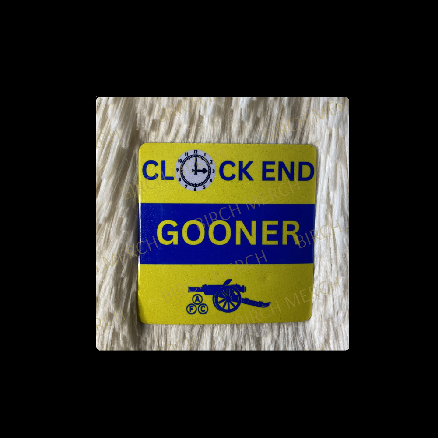 Arsenal Clock End Gooner Yellow & Blue Square Magnet 6.5cm x 6.5cm