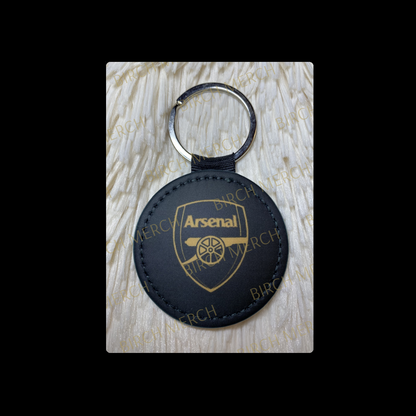 Arsenal Black & Gold Badge Round Keyring 5cm