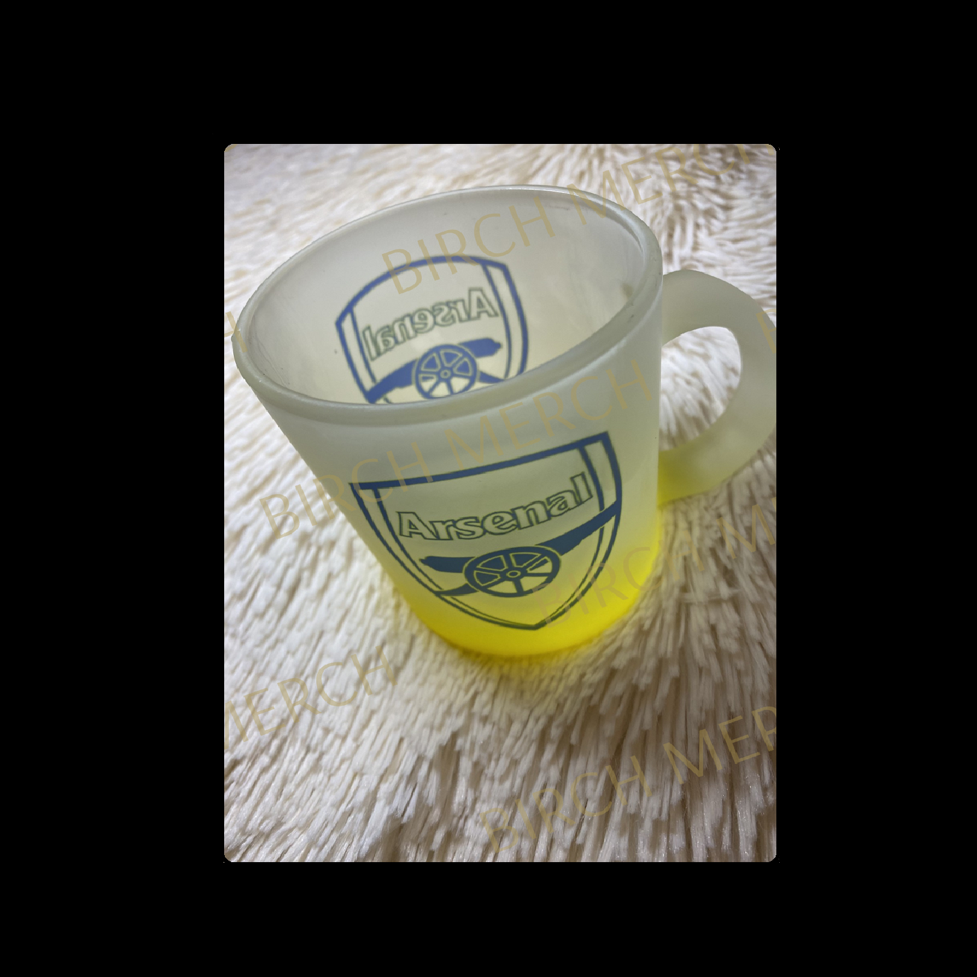 Arsenal Blue Badge 11oz (330ml) Yellow Two Tone Frosted Mug