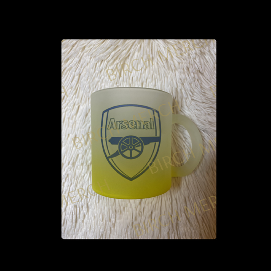 Arsenal Blue Badge 11oz (330ml) Yellow Two Tone Frosted Mug