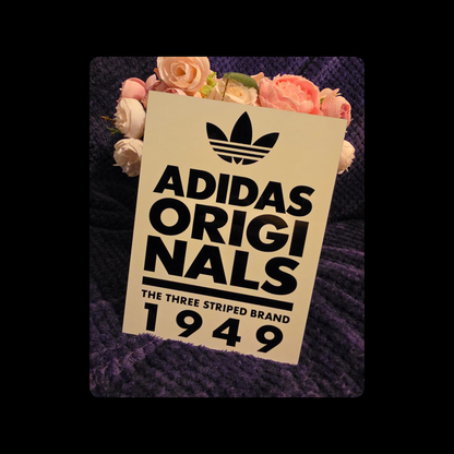 Adidas Originals Black & White Metal Bar Sign 15cm x 20cm