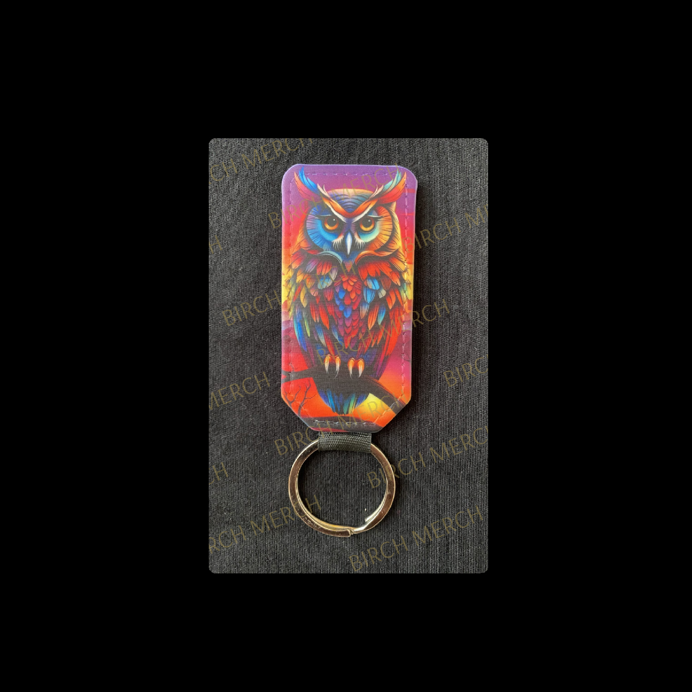 Owl Rectangular Keyring 7.8cm x 3.8cm Design 6