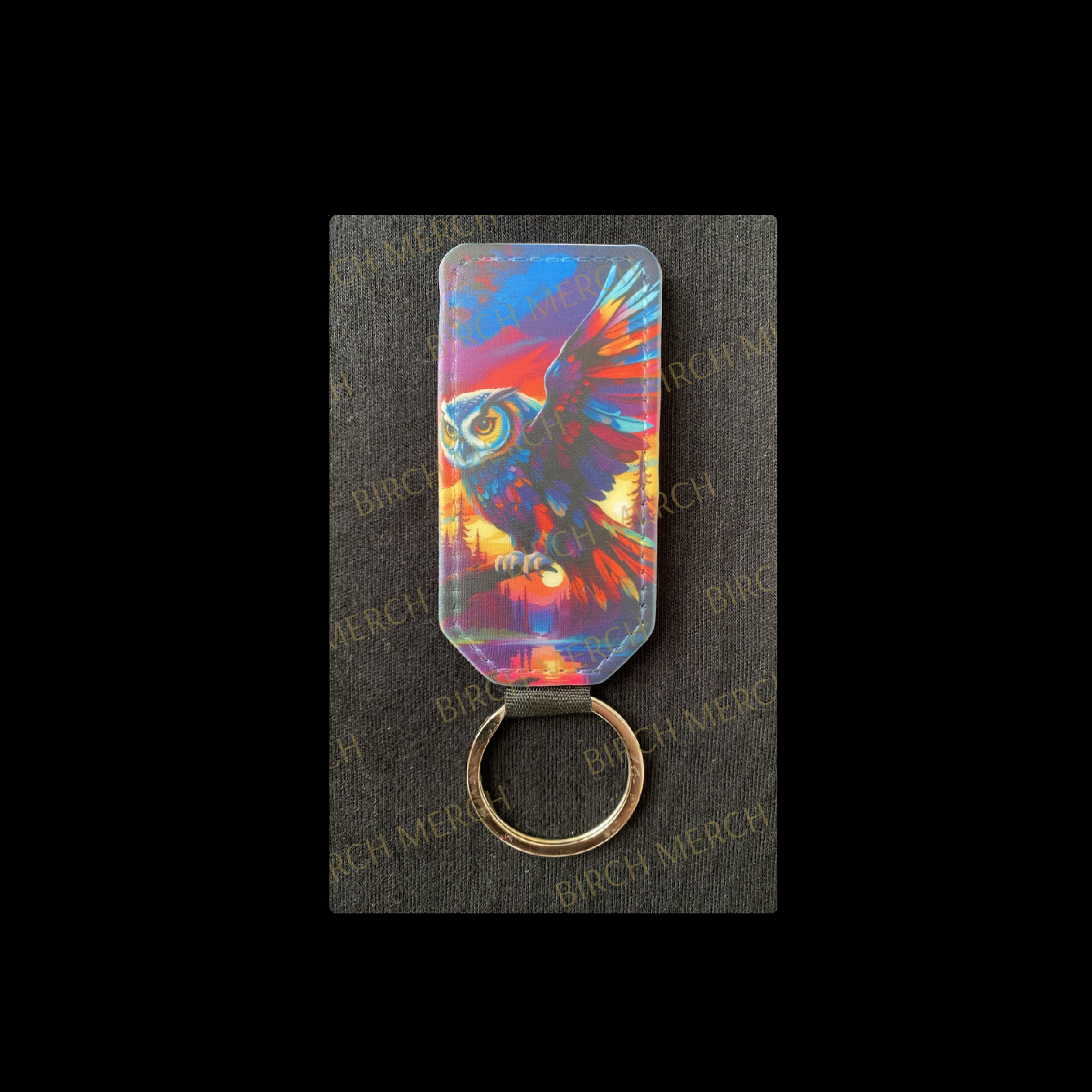 Owl Rectangular Keyring 7.8cm x 3.8cm Design 7