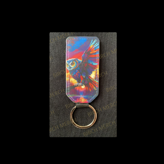 Owl Rectangular Keyring 7.8cm x 3.8cm Design 7