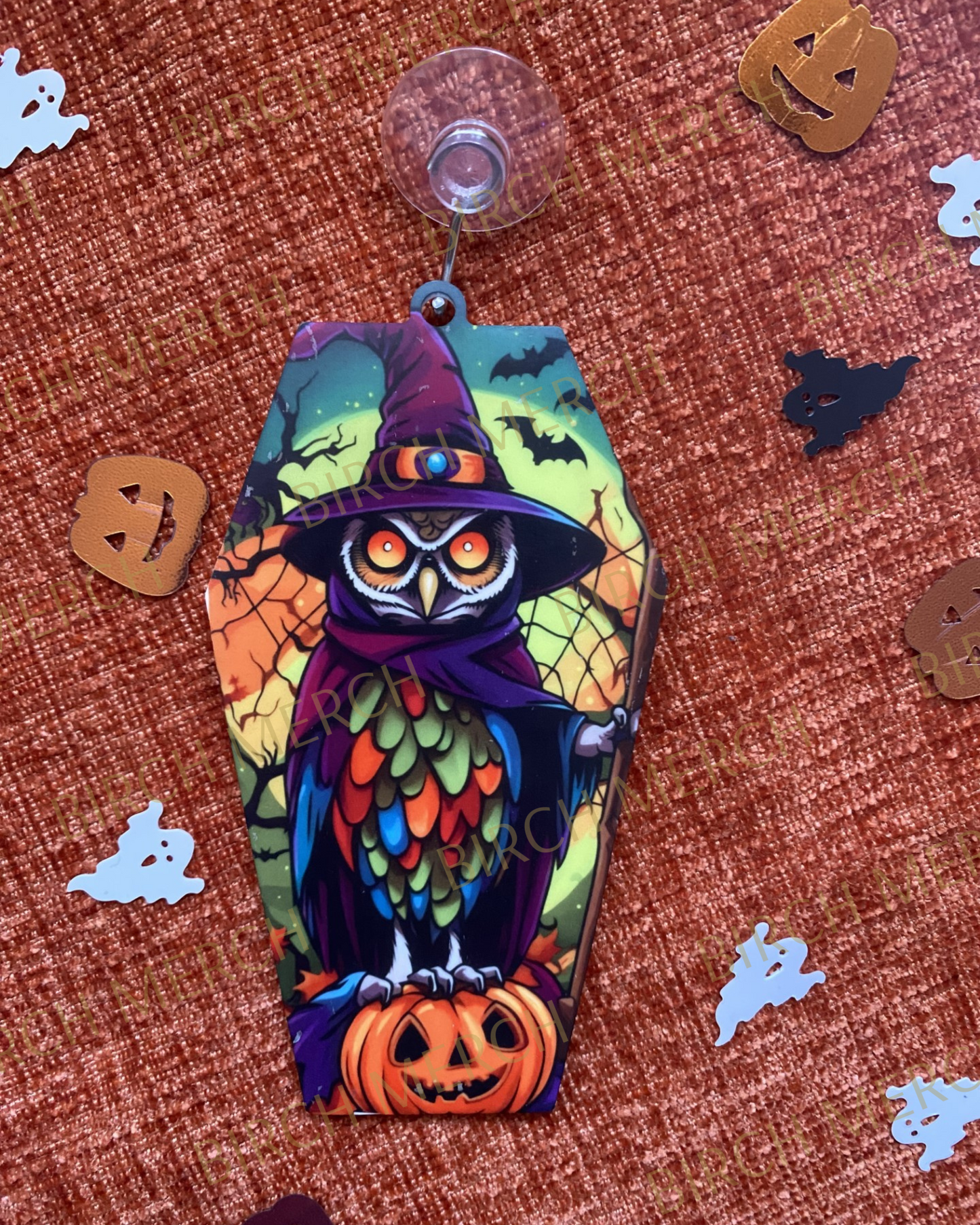 Halloween Coffin Shaped Single Sided Decoration 10.5cm x 5.5cm Design 5