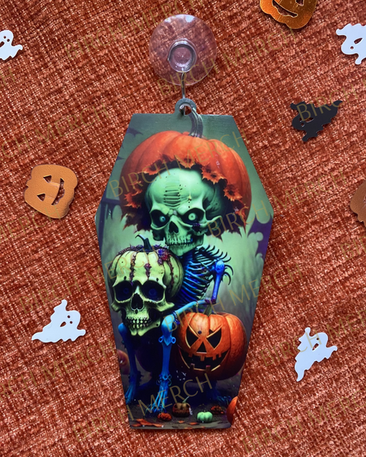 Halloween Coffin Shaped Single Sided Decoration 10.5cm x 5.5cm Design 7