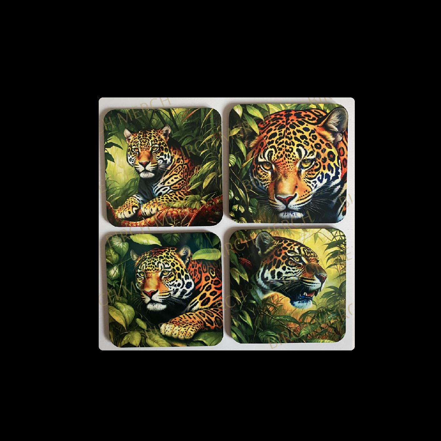 Jaguar Square 4 Coaster Set 9cm x 9cm Design 1