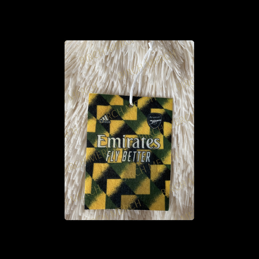 Arsenal 2022/23 Jamaica Pre Match Kit Double Sided Air Freshener 10cm x 7.5cm