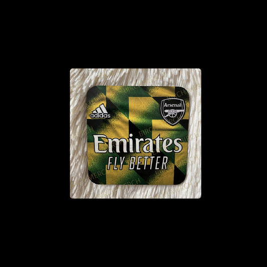 Arsenal 2022/23 Jamaica Pre Match Kit Square Coaster 9cm x 9cm